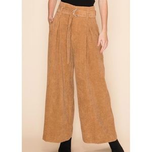 Favlux 'Beta' Belted Corduroy Wide Leg Pants